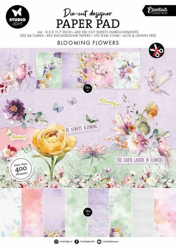 SL-ES-DCPP413 Die-cut designer paper pad - blooming flowers
