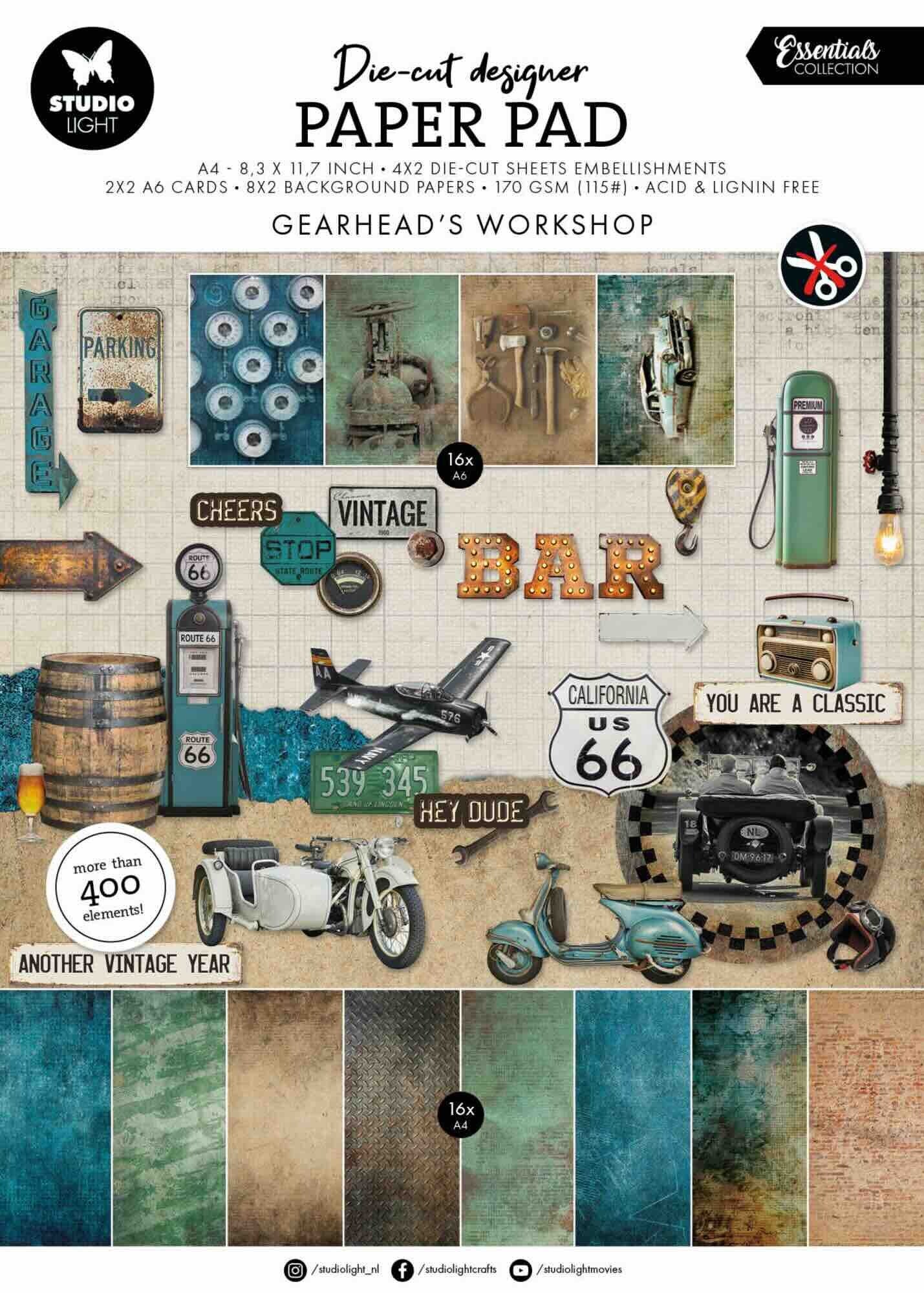 SL-ES-DCPP436 die-cut designer paper pad - gearhead's workshop