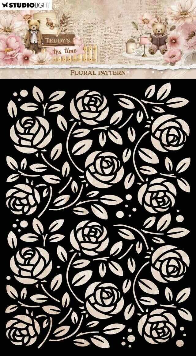 SL-TTT-MASK388 mask  Teddy's tea time - floral pattern