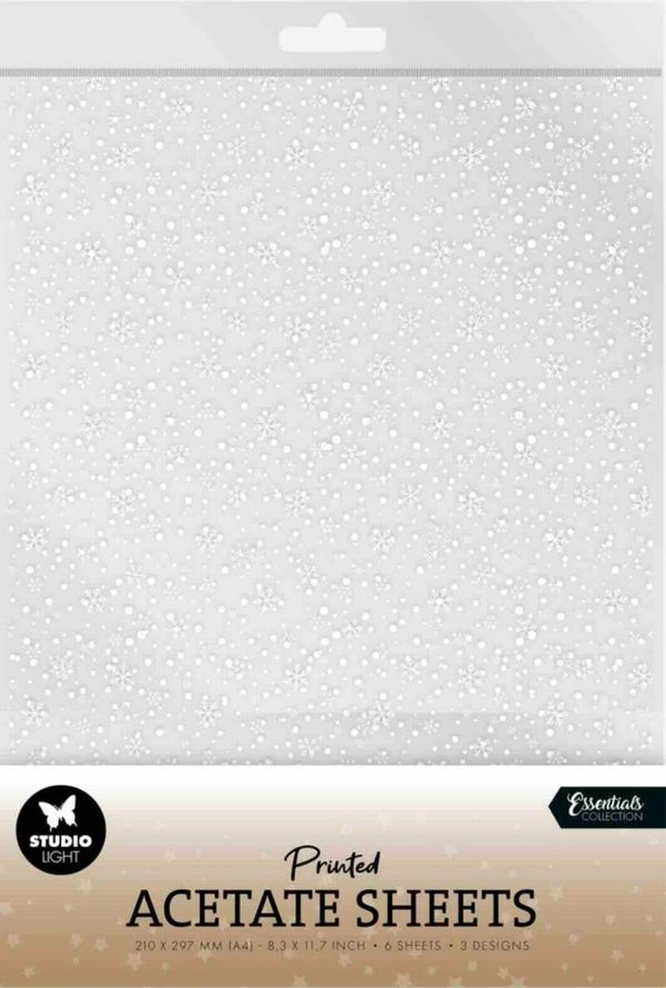 SL-ES-ACS15 printed acetate sheets - white christmas snowflakes