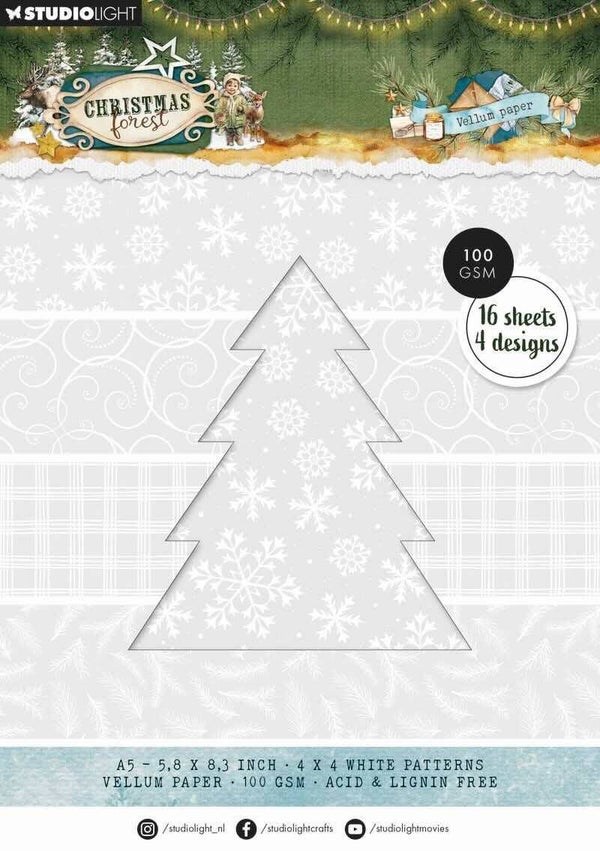 SL-CF-VPP479 A5 vellum pad - christmas forest backgrounds