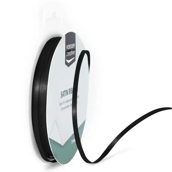 Satijnband 3 mm - zwart