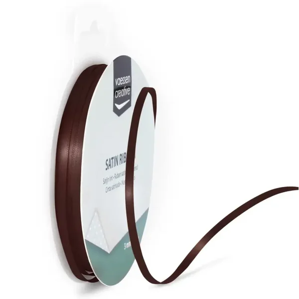 Satijnband 3 mm - bruin