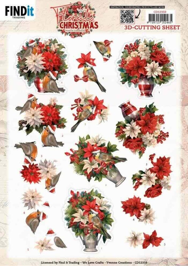 CD12359 floral christmas - floral vase