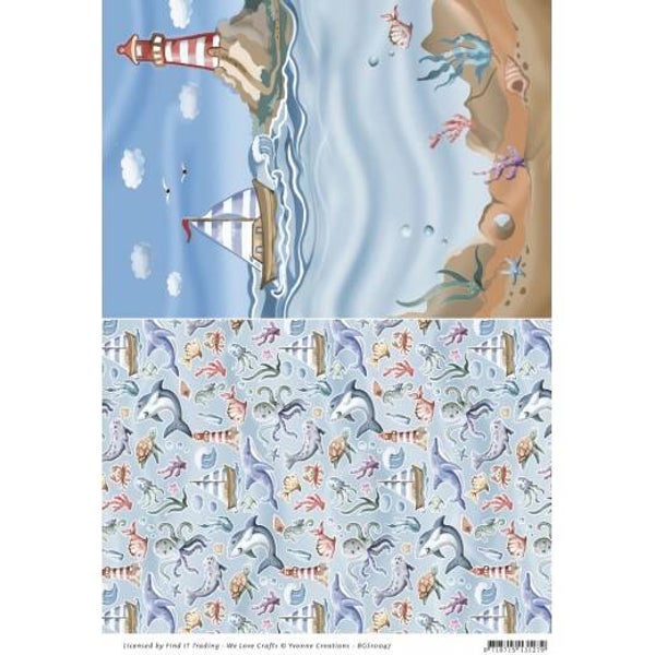 BGS10047 ocean background sheet lighthouse