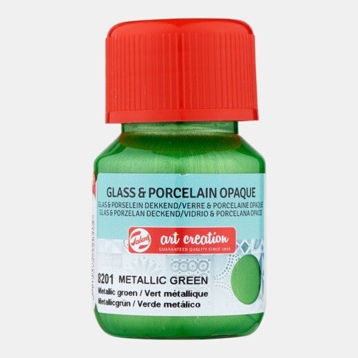 Glas & Porselein verf dekkend - metallic groen