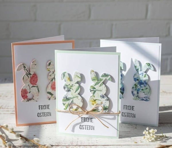 Osterkarte mit 3D-Hasen