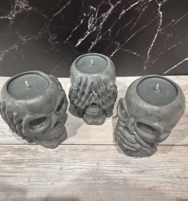 Totenkopfkerzen im 3er-Set