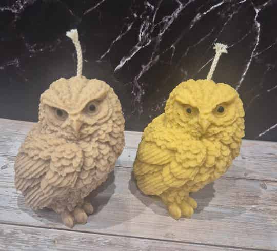 Handgefertigte Eulenkerze