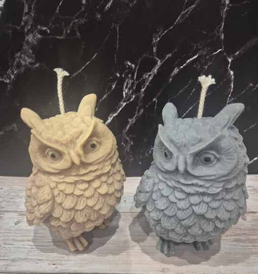 Handgefertigte Eulenkerze