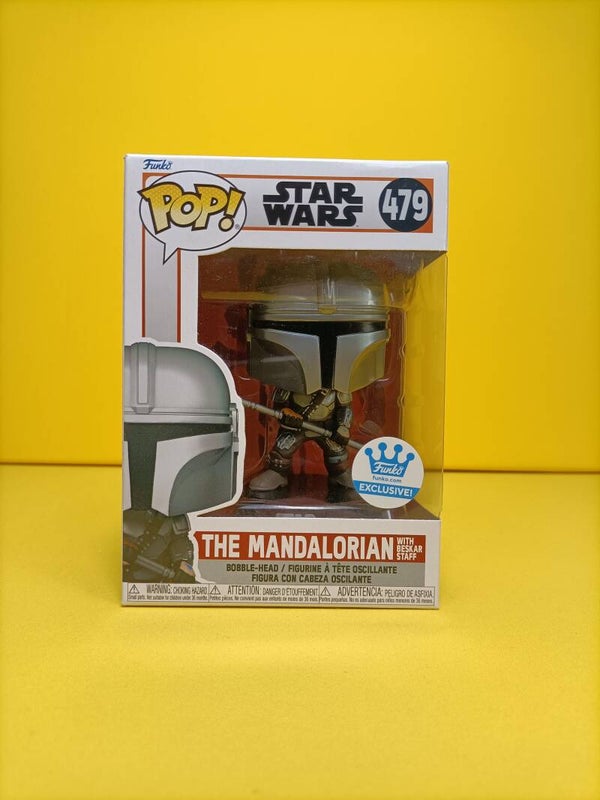 Movies Funko Pop 479 The Mandalorian with Beskar Staff (Funko Exclusive) - Star Wars The Mandalorian