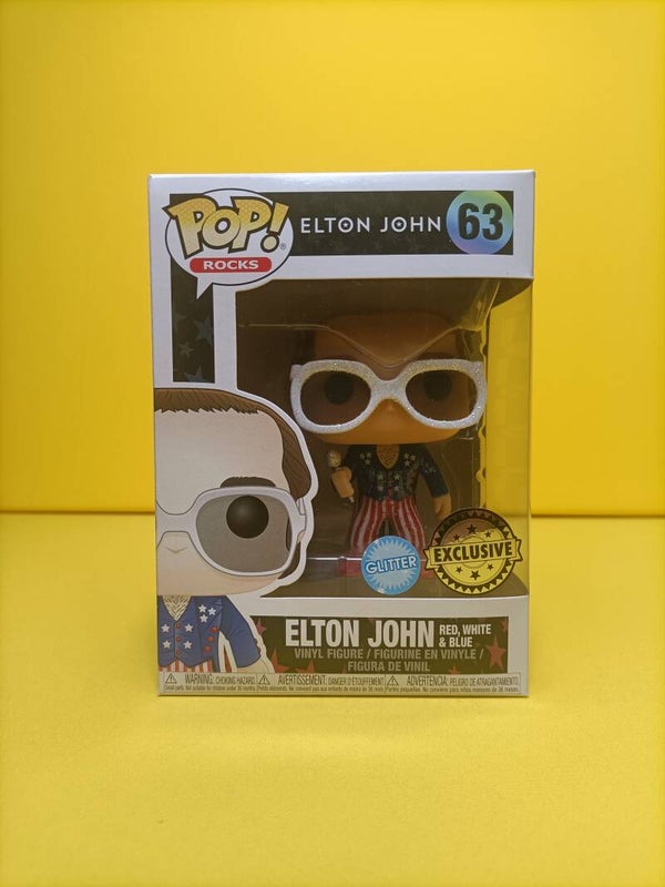 Rocks Funko Pop 63 Elton John (Red, White & Blue) (Glitter) (Exclusive) - Elton John