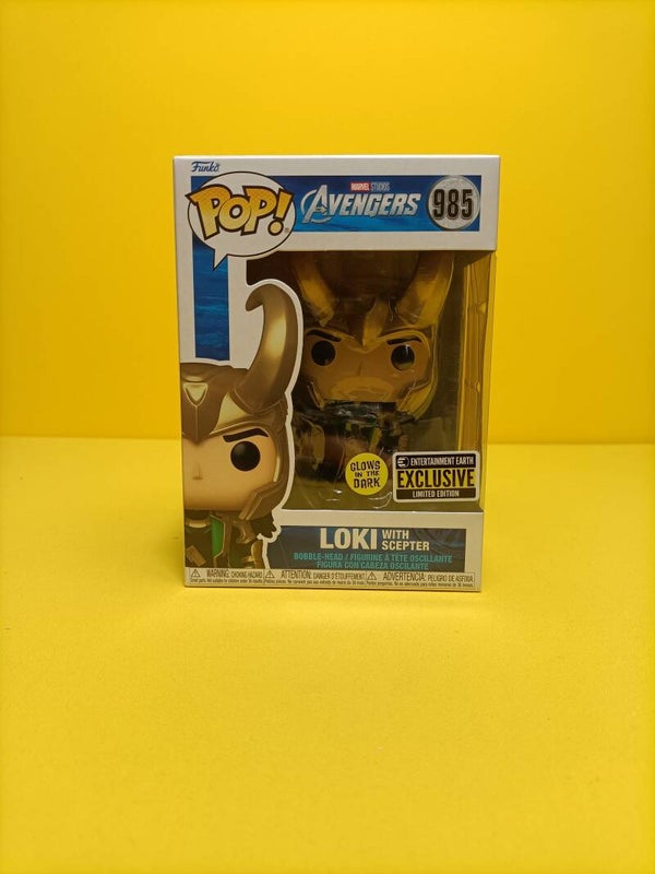 Funko Pop 985 Loki with Scepter (Glows in the Dark) (Entertainment Earth Exclusive) - Marvel Studio's Avengers