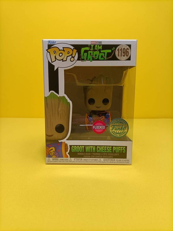 Funko Pop 1196 Groot with Cheese Puffs (Flocked) (Special Edition) - Marvel We Are Groot