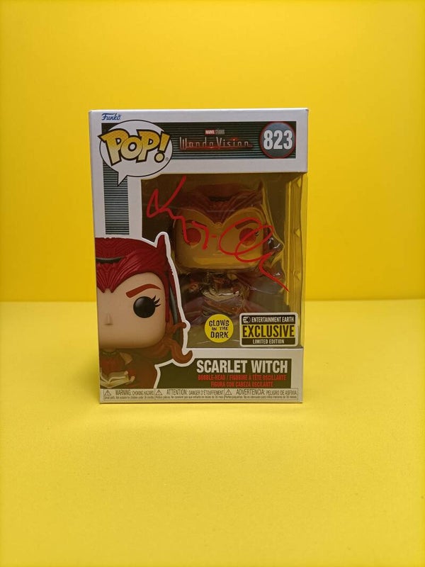 Funko Pop 823 Scarlet Witch (Signed by Elizabeth Olsen) (Glows in the Dark) (Special Edition) - Marvel Studio's WandaVision