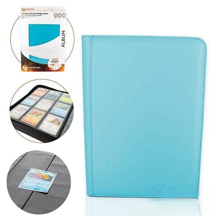 PHOENIX SHIELD ALBUM DELUXE ZIP 9-POCKETS (360 CARDS) TURQUOISE