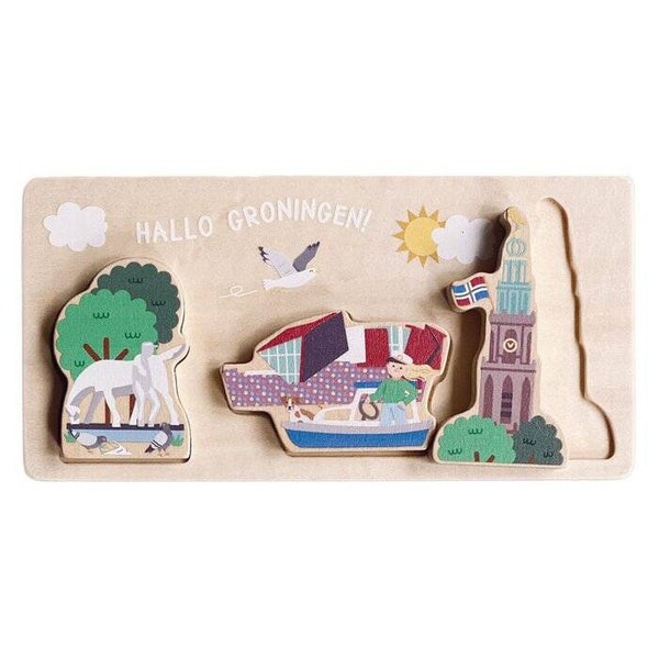 Houten baby puzzel Groningen met chunky blocks