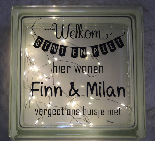 Glasblok met opdruk