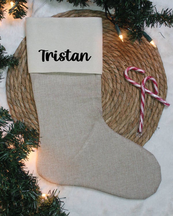 Jute kerstsok met Naam
