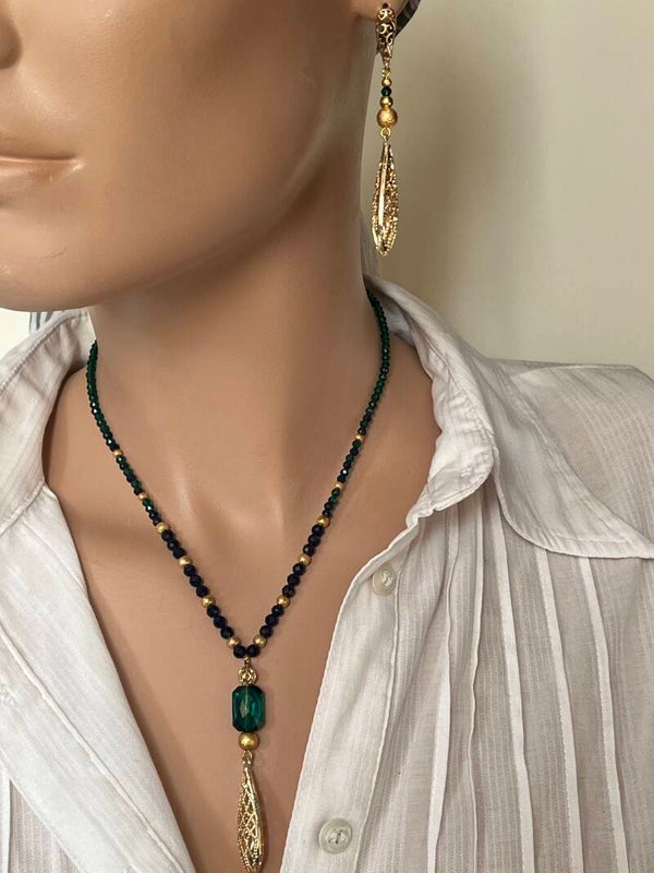 Set van groen en blauw kristalglas