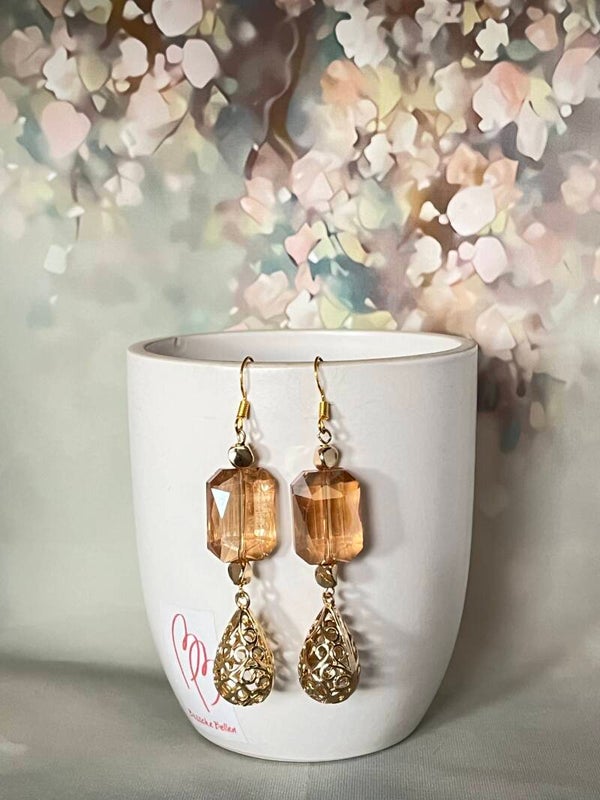 Champagnekleurig kristalglas met gouden druppel