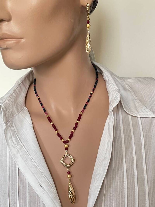 Set van rood en blauw kristalglas
