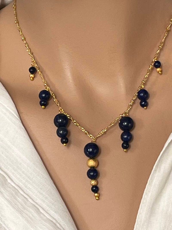 Set van Lapis Lazuli ketting en creolen
