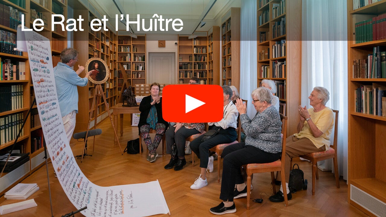 La fable manuscrite et colorée par Fiami. Les couleurs n'ont aucune signification. Elles sont utilisées uniquement pour chatouiller les yeux.