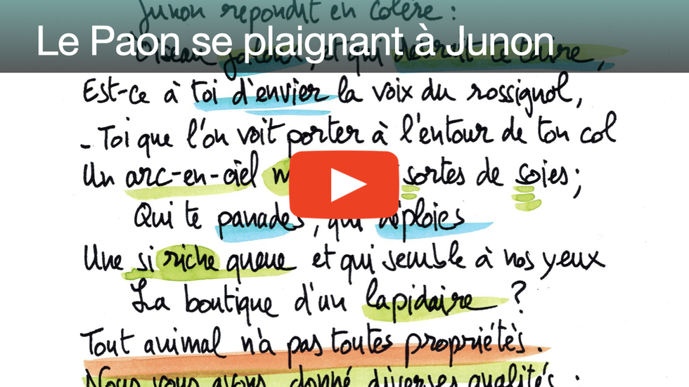 Fable de La Fontaine: Le Paon se plaignant à Junon