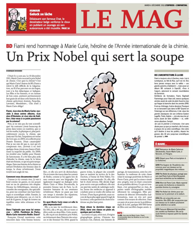 Article Marie Curie, un prix Nobel qui sert la soupe BD d'histoire des sciences