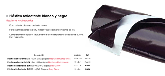 Plástico reflectante blanco y negro - Neptune Hydroponics