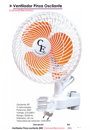 Ventilador Pinza Oscilante -  Cornwall Electronics