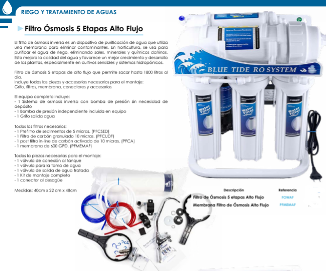 Filtro Ósmosis 5 Etapas Alto Flujo