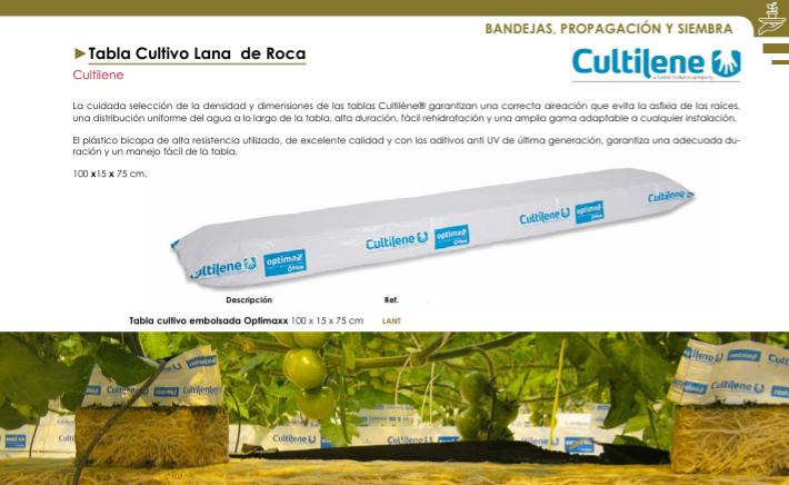 Tabla Cultivo Lana  de Roca - Cultilene