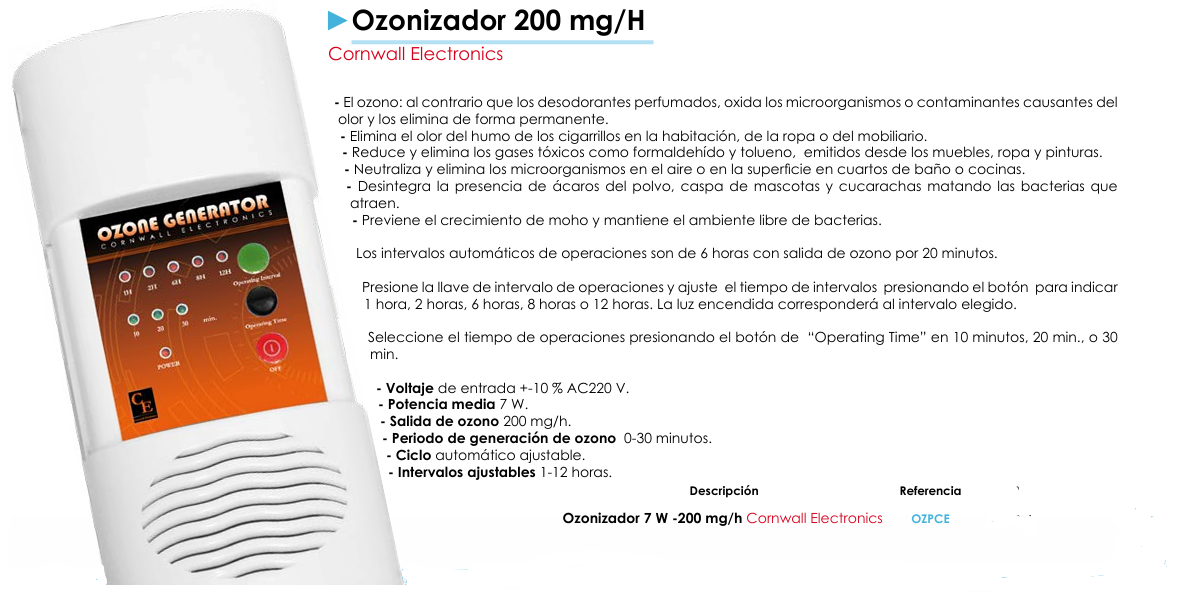 Ozonizador 200 mg/H - Cornwall Electronics