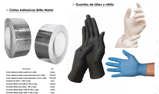 Cintas Adhesivas Brillo Metal - Guantes de látex y nitrilo
