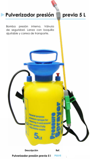 Pulverizador de Presión Previa 5 Litros