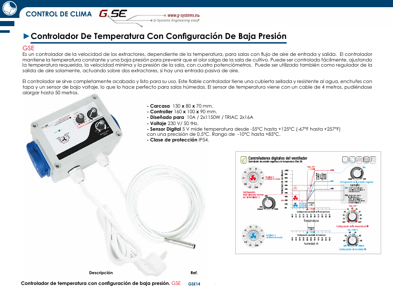 Controlador de Temperatura con Configuración de Baja Presión -  GSE