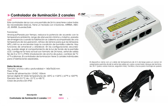 Controlador de Iluminación 2 Canales GSE