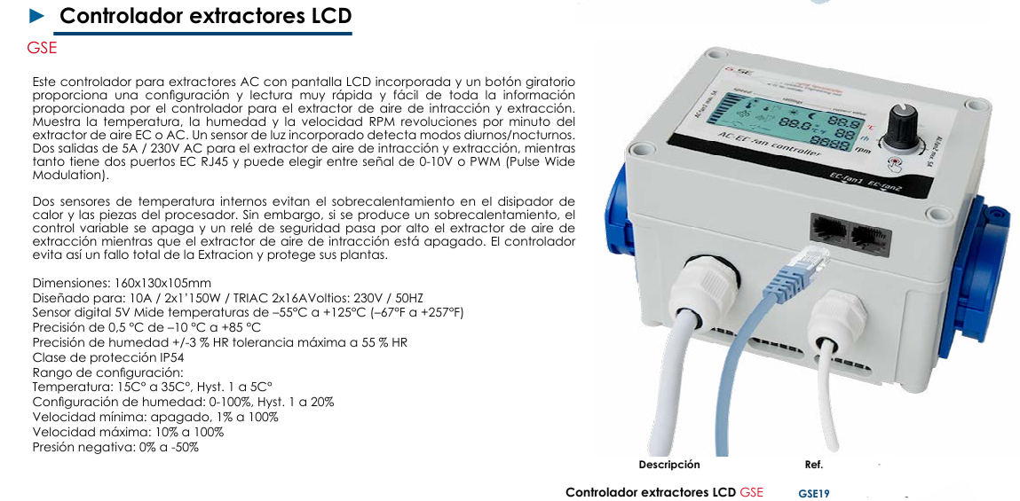 Controlador Extractores LCD -  GSE