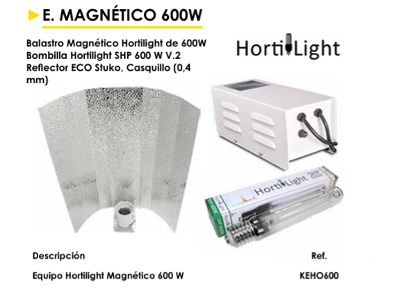 Equipo de Iluminación Magnético 600W Hortilight