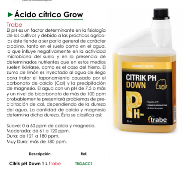 Ácido cítrico Grow - Trabe