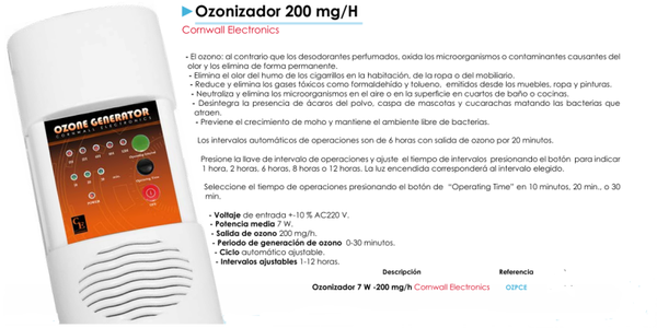 Ozonizador 200 mg/H - Cornwall Electronics