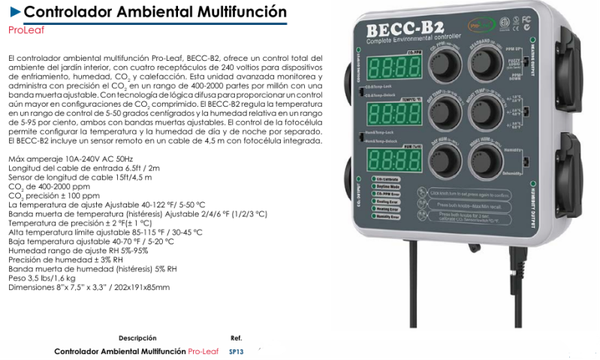 Controlador Ambiental Multifunción ProLeaf BECC-B2