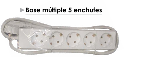 Base múltiple 5 enchufes - Cubos - Pilas AA, AAA - Caja de cartón - Bolsas Sellables