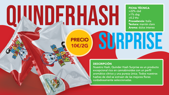 Quinderhash Surprise: Un Hash de CBD Excepcional con Aroma Cítrico y Pureza Única