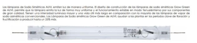 Bombilla de Sodio Simétrica Grow Green AUVL
