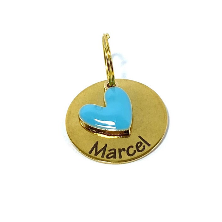 ATELIER AIME - Id-tag - groot rond 25mm Blue Hart