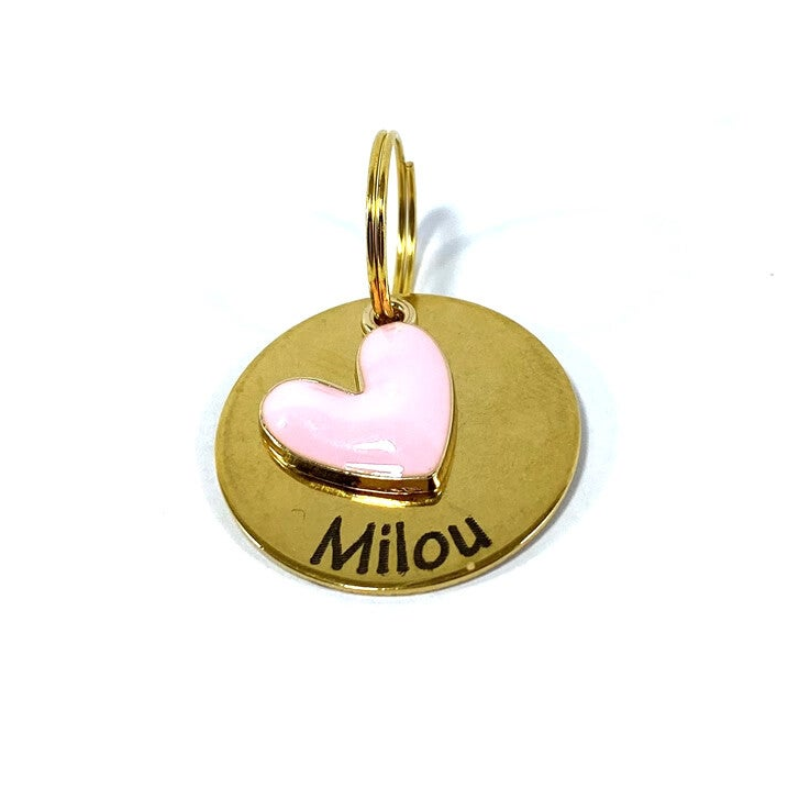 ATELIER AIME - Id-tag - groot rond 25mm Pink Hart