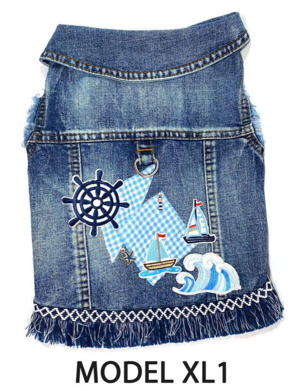 Unieke en handgemaakte jeansjasje Beach Vibe - Verschillende modellen - MAAT XL